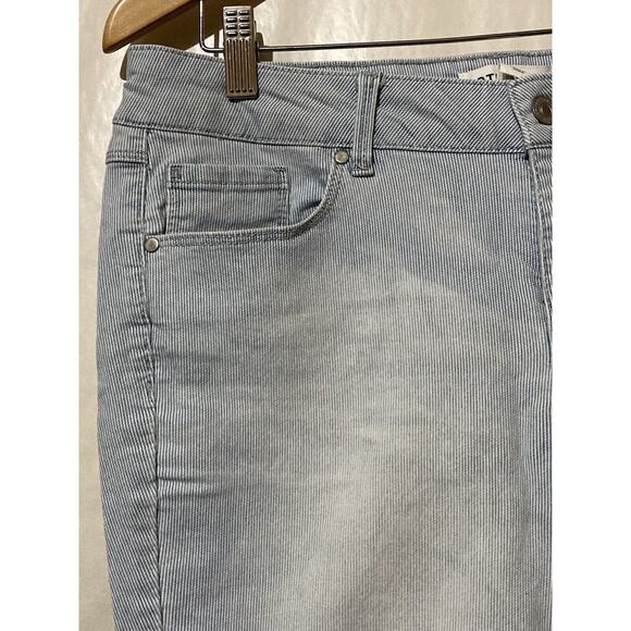 Artisan NY Capri Pants Women Size 10 Blue White Striped Cropped Jeans - Picture 4 of 5